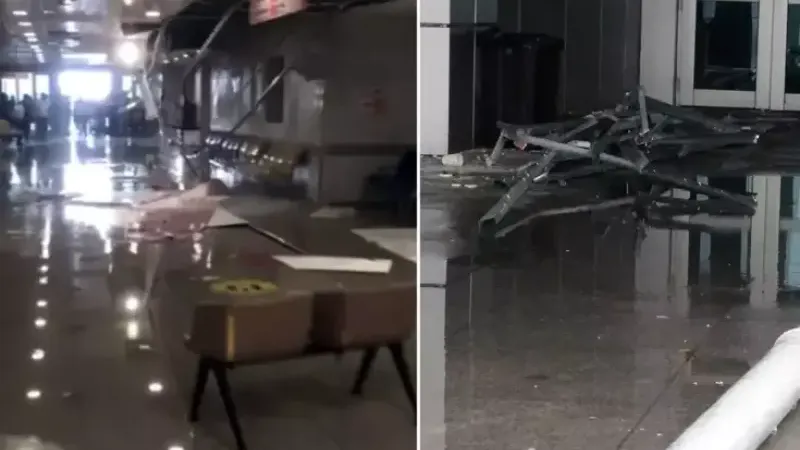 Malatya'da sağanak yağış sonrası hastane tavanı çöktü
